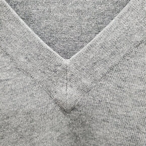 Lands' End Women's Gray Basic 100% Cotton Classic V-Neck Sweater Size L (14-16) - Picture 4 of 8